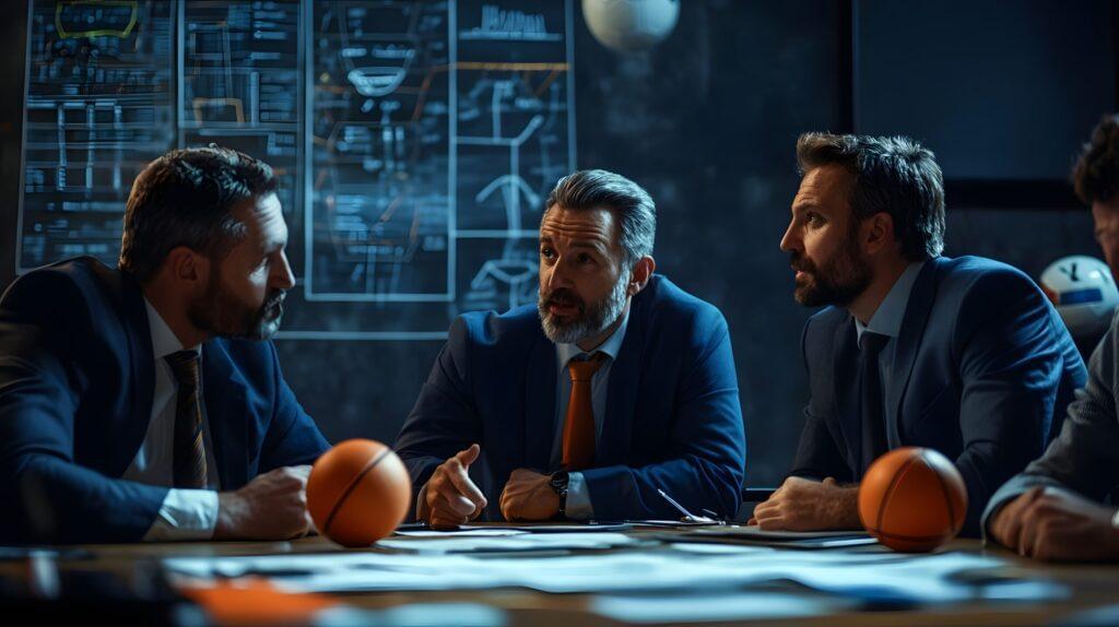 Three men in formal attire sitting at a table and discussing about the problem