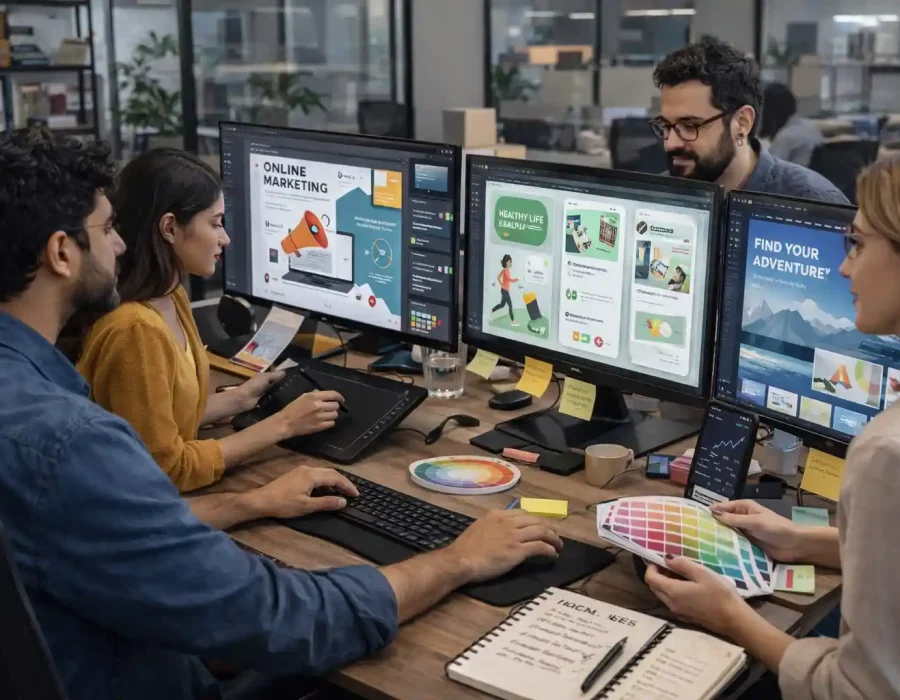 Graphic designing team in the company